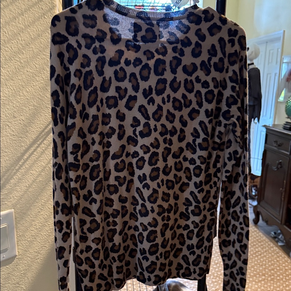 Cynthia Rowley Black and Tan Leopard Sweater-Cashmere NWT - Picture 5 of 5